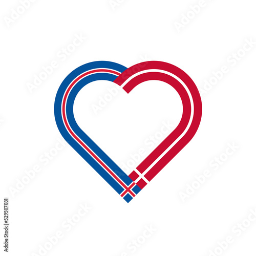 friendship concept. heart ribbon icon of icelandic and danish flags. vector illustration isolated on white background