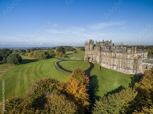 Allerton Castle, North Yorkshire historic gothic restored castle, stately home and residence. Allerton park estate near Harrogate and York. Landmark close to the A1 photo