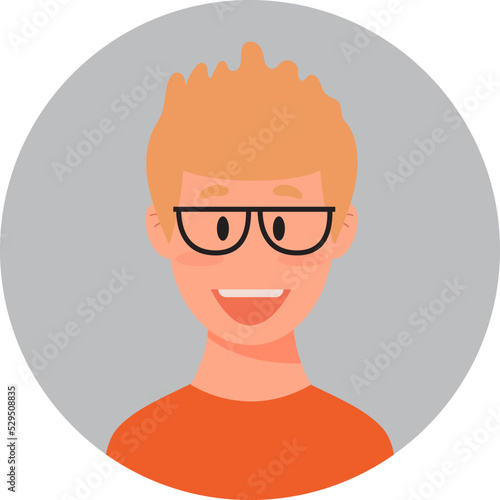 Avatar icon, guy flat style. Vector graphics eps 10.