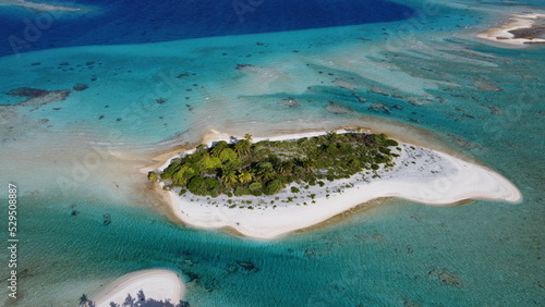 Aerial view of pacific islands, Tuamotus, French Polynesia