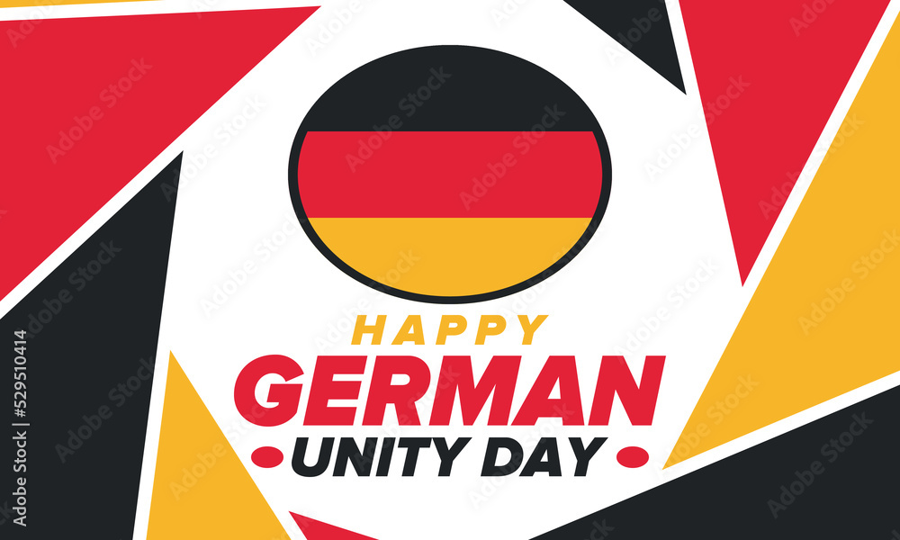 German Unity Day. Celebrated annually on October 3 in Germany. Happy national holiday of unity, freedom and reunification. Deutsch flag. Patriotic poster design. Vector illustration German Unity Day. Celebrated annually on October 3 in Germany. Happy national holiday of unity, freedom and reunification. Deutsch flag. Patriotic poster design. Vector illustration