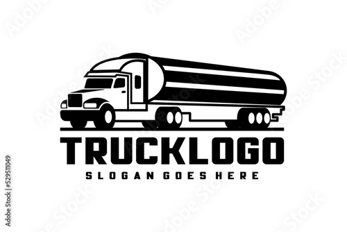 Vehicle. Big Cargo Truck. Tank. Gasoline tanker. Tank truck, fuel and oil tanker truck, septic tank pumping truck logo vector