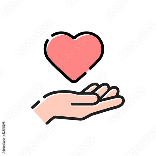 ハートを持っている人の手の線アイコン - 恋愛･好き･メンタルヘルスのイメージ素材
