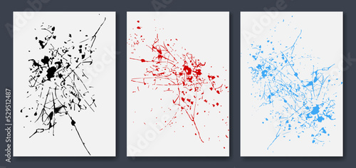 Set of splash poster. Vector illustration. Round splash flat collection, decorative shapes liquids. Different splashes and drops.