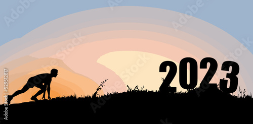 2023 new year background letter silhouette