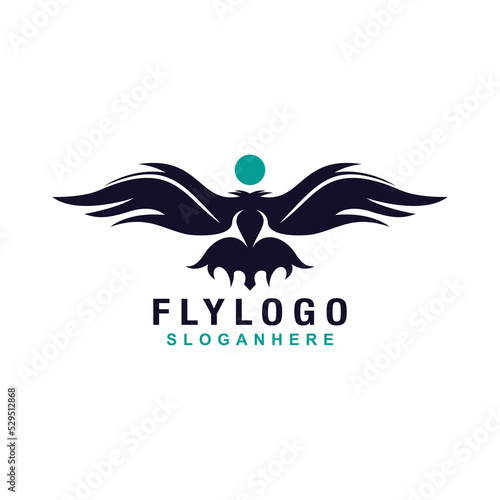 Fly logo with wings concept design vector