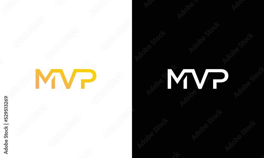 monogram logo MVP vector design on a black and white background. monogram logo MVP vector design on a black and white background.