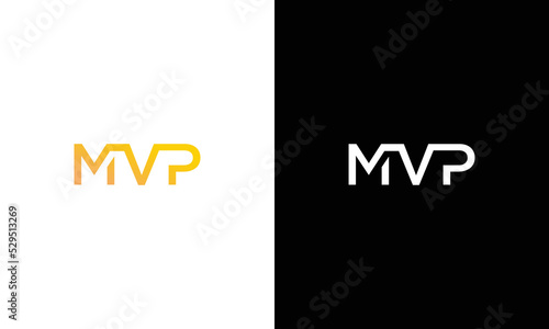 monogram logo MVP vector design on a black and white background.