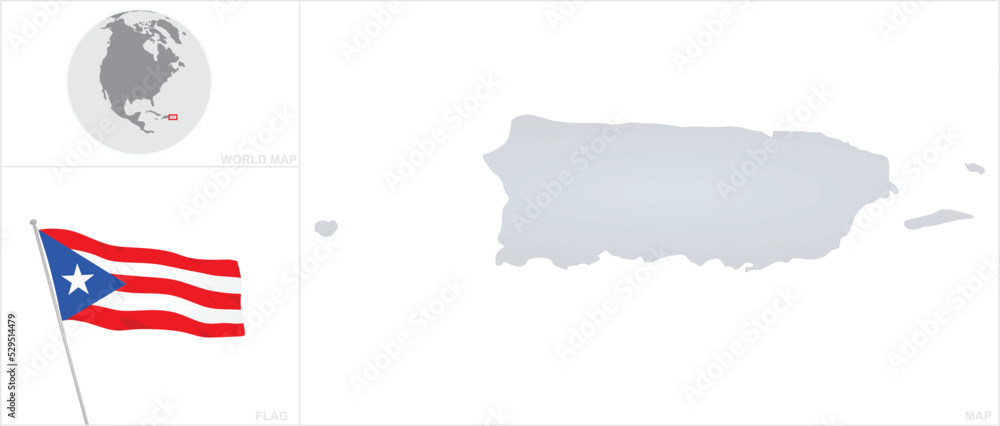 Puerto Rico map and flag. vector
