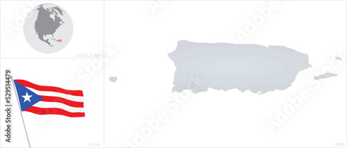 Puerto Rico map and flag. vector