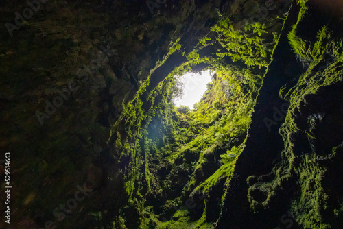 Tablou canvas Algar do Carvao cave at Terceira island, Azores vacation.