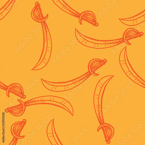 Old saber vector seamless pattern