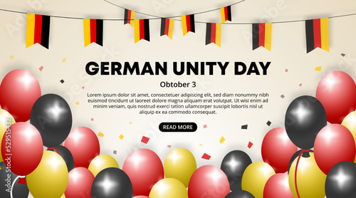 German unity day background with balloons and flags decoration photo