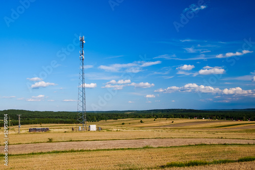 field of wheat with telecommunication station