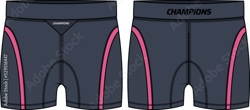 Compression tight Shorts jersey design flat sketch Illustration, Athletic running shorts concept with front and back view for Gym, Workout, tracking active wear Bike shorts design.