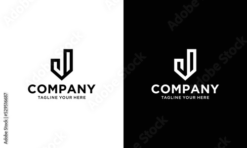 Abstract monogram letter J logo icon design template. on a black and white background.