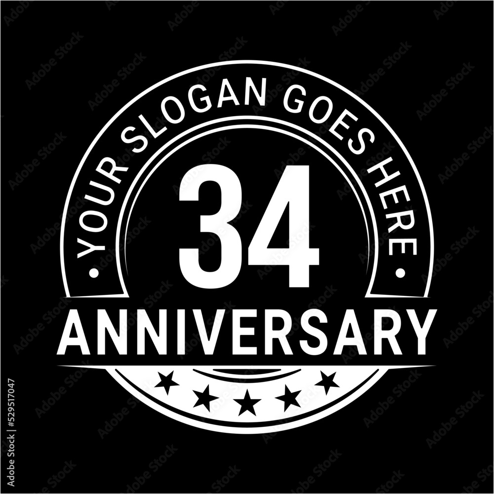 Obraz premium 34 years anniversary logo design template. Vector illustration