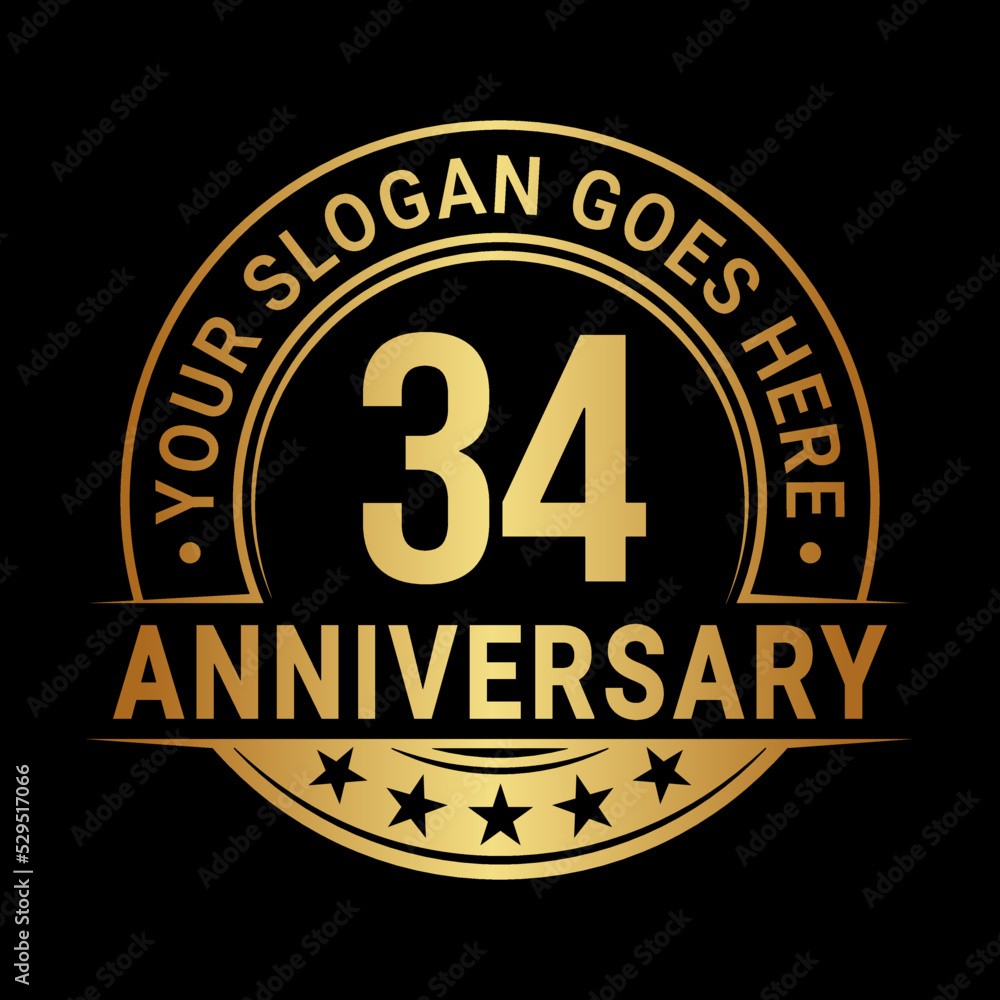 Fototapeta premium 34 years anniversary logo design template. Vector illustration