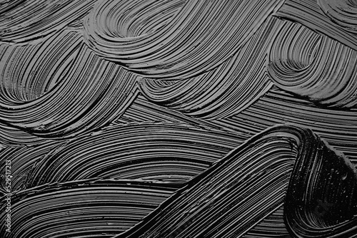 Print op canvas Abstract background black oil paint, abstract waves.