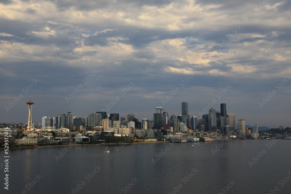 Seattle Washington downtown city skyline on the Puget Sound waterway