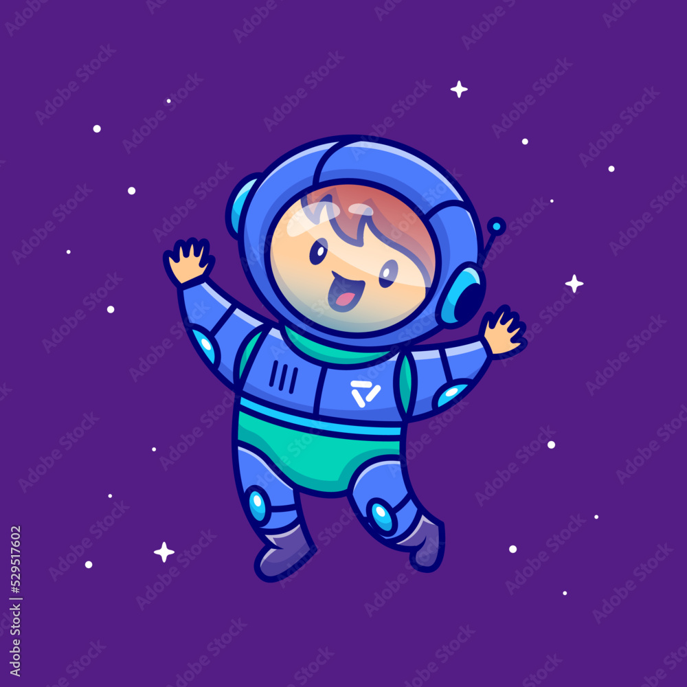 Cute Boy Wearing Astronautsuit Cartoon Vector Icon 
Illustration. People Science Icon Concept Isolated Premium 
Vector. Flat Cartoon Style