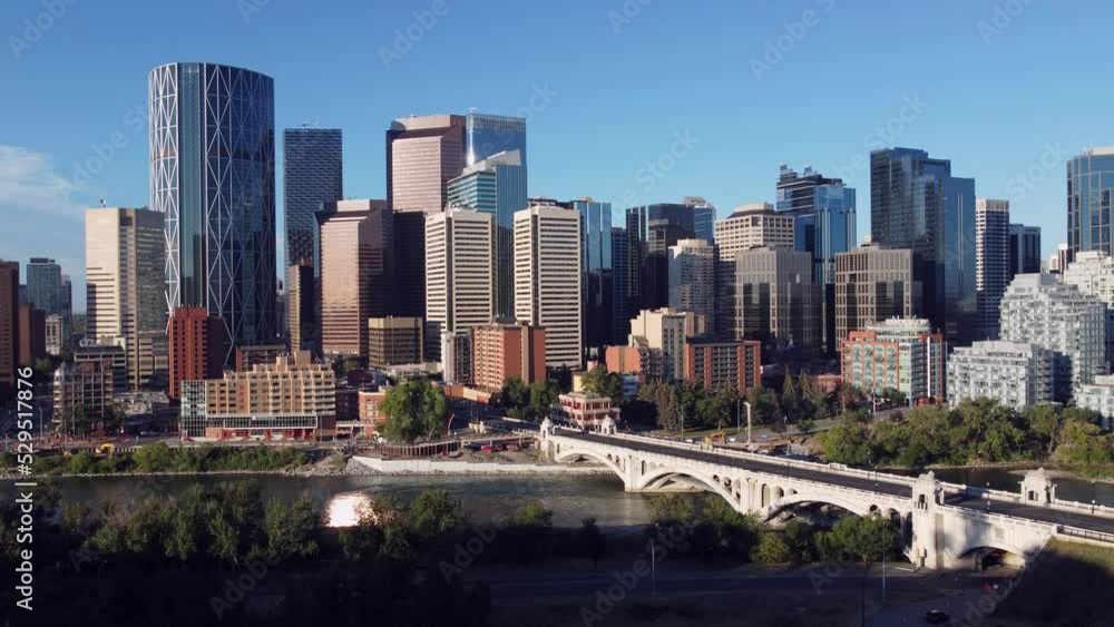 Aerial view of Calgary, Alberta's beautiful skyline on a summer day. Aerial view of Calgary, Alberta's beautiful skyline on a summer day.