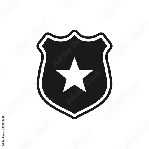 Police badge. Cop icon flat style isolated on white background. Vector illustration