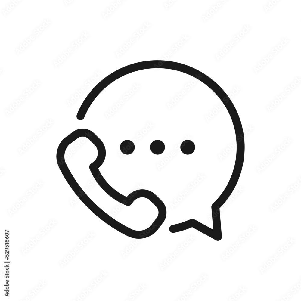 Call and chat. Contact us line icon isolated on white background. Vector illustration Call and chat. Contact us line icon isolated on white background. Vector illustration