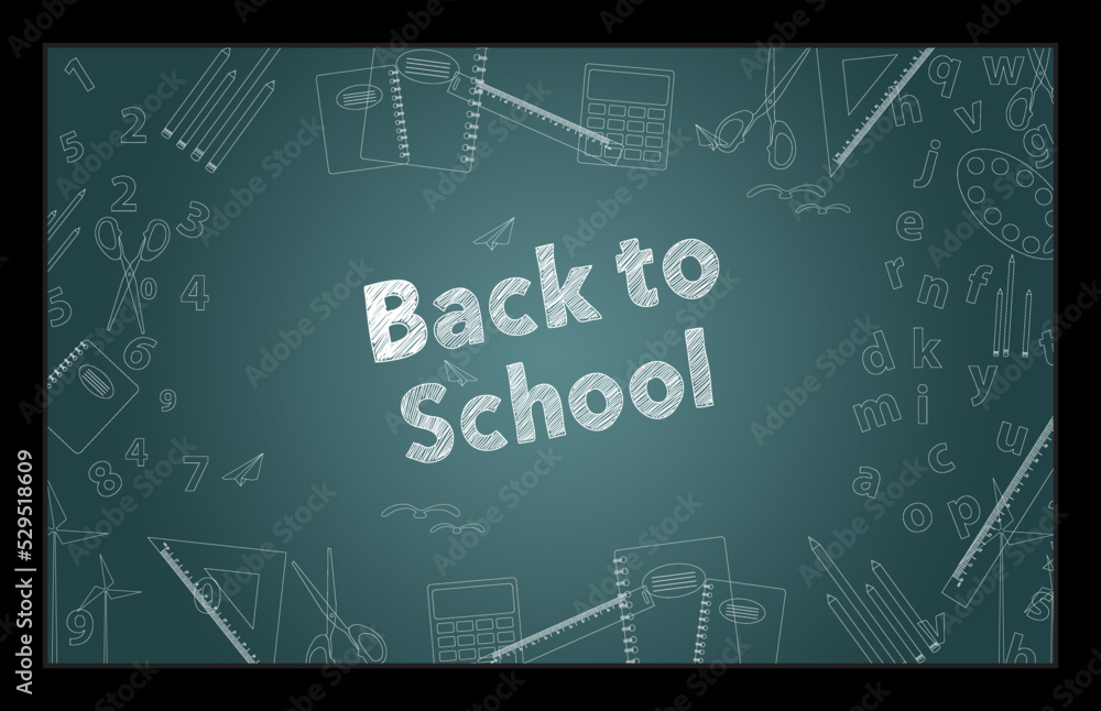 Back to school with school items and elements, Online Learning, study from home, back to school, flat design Back to school with school items and elements, Online Learning, study from home, back to school, flat design