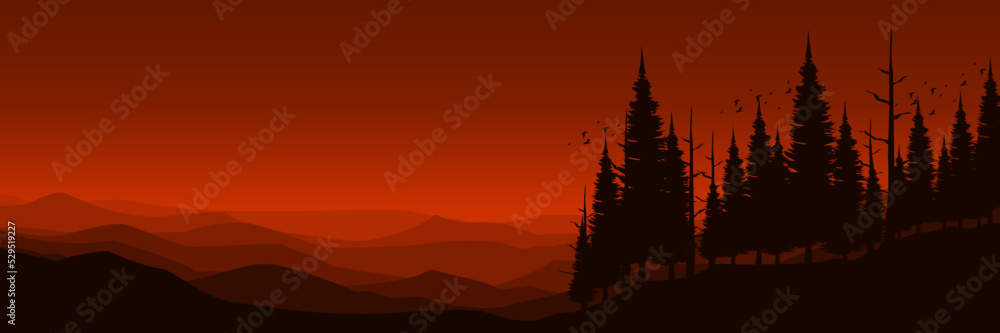 forest silhouette landscape vector illustration good for wallpaper, background, backdrop, banner, adventure, travel and design template forest silhouette landscape vector illustration good for wallpaper, background, backdrop, banner, adventure, travel and design template