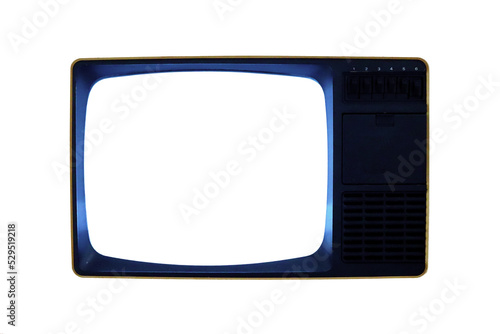 Retro old TV with frame screen and background isolated