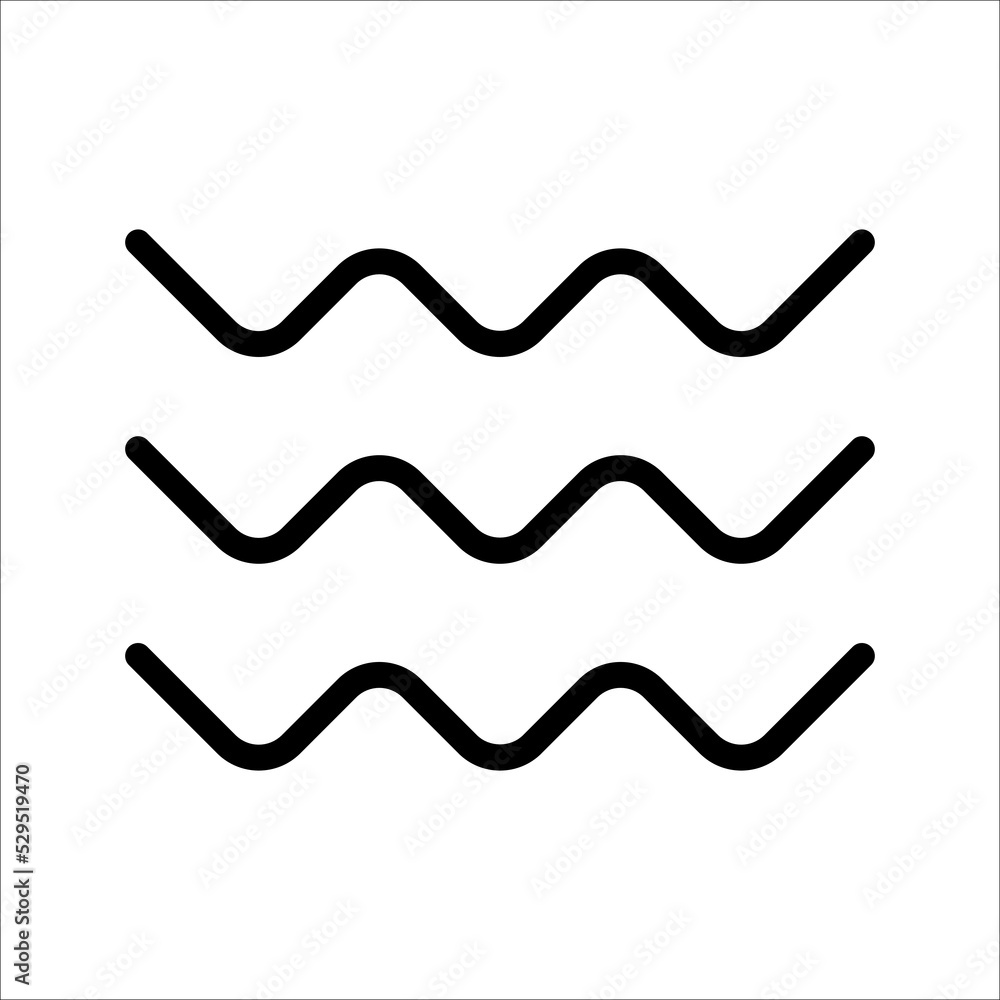 Sea, ocean waves vector illustration simple flat line, icon, symbol set