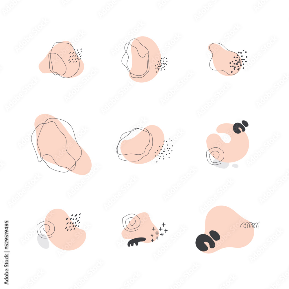 Black and Pink Contour Simple Minimalistic Elegant Graphic Free Form Set Black and Pink Contour Simple Minimalistic Elegant Graphic Free Form Set