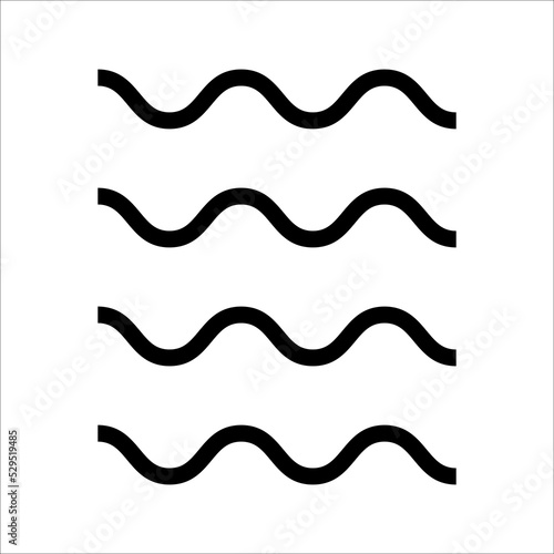 Sea, ocean waves vector illustration simple flat line, icon, symbol set