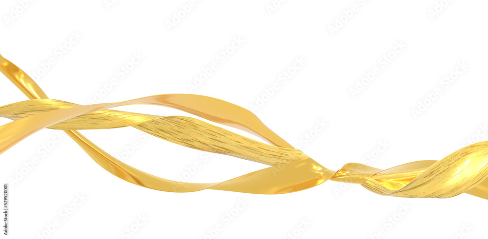 Flying gold cloth isolated on white background 3D render Flying gold cloth isolated on white background 3D render