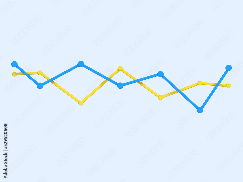 3D graph chart with a colorful separated section on a light background ...