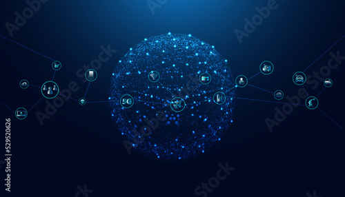Abstract Internet of things Concept IoT Internet of Things communication network Innovation Technology Concept Icon. Connect wireless devices and networking Innovation Technology.