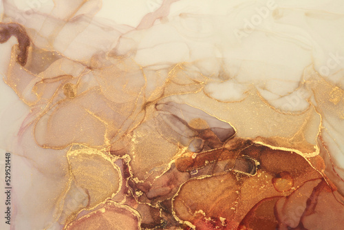 Art Abstract watercolor alcohol ink flow blot painting. Gold and beige Color canvas marble texture background.