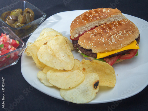 burger and fries