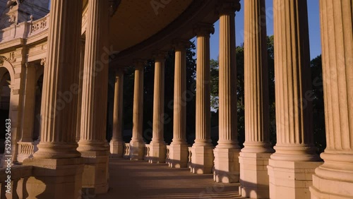 Timelaps of sunset on an old building, the Longchamp Palace in Marseille