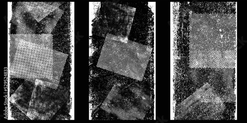 Social media covers with tiny roughen border frames and screen print textures . . grunge style . Post frame stories templates. Layout for promotion .Media banner .Vector 