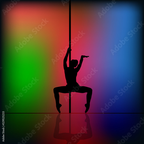 Vector silhouette of dancing woman on blur background
