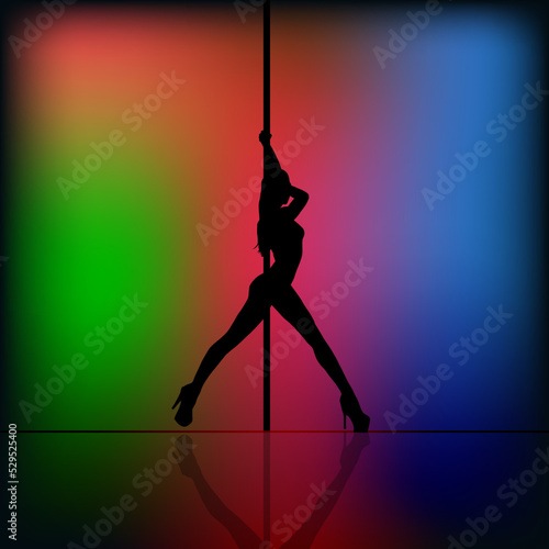 Pole dancing on blur background 