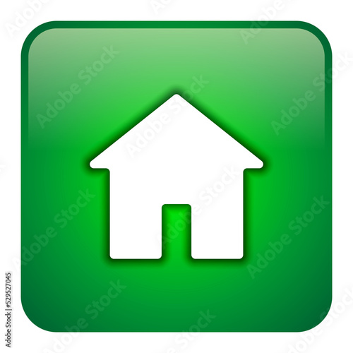 Green Home Button Rounded Square 3d Glossy Effect Form Modern Web and Application 