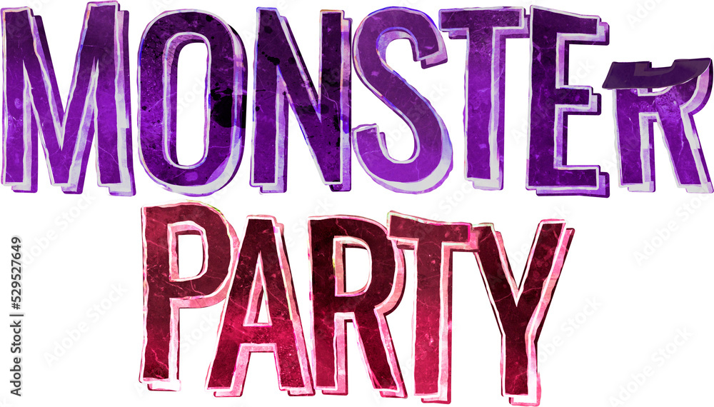 Typographic design with a grungy paper craft look, saying monster party. Invitation or poster header Typographic design with a grungy paper craft look, saying monster party. Invitation or poster header