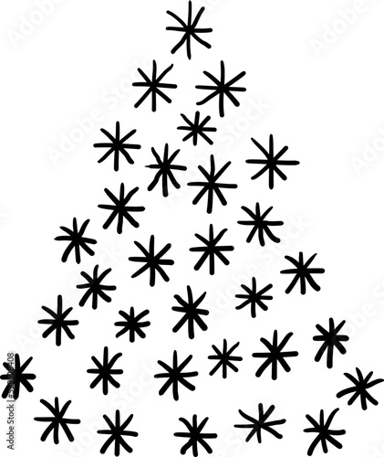 Set of christmas tree doodle illustration Hand drawn Sketch line vector © svetenergy