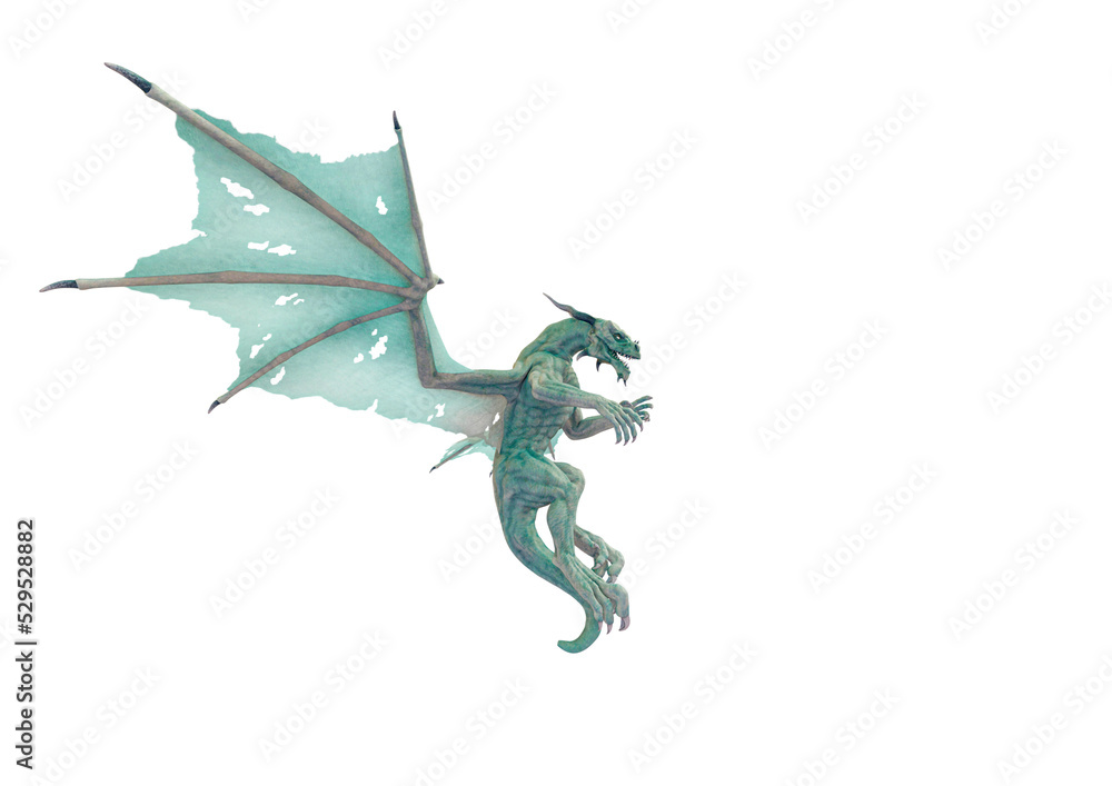 Fototapeta premium dragon the nocturnal beast floating side view