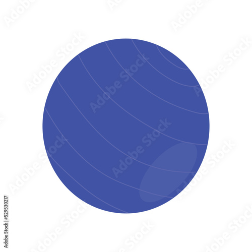 Blue fitness ball. Sports equipment. Vector illustration.