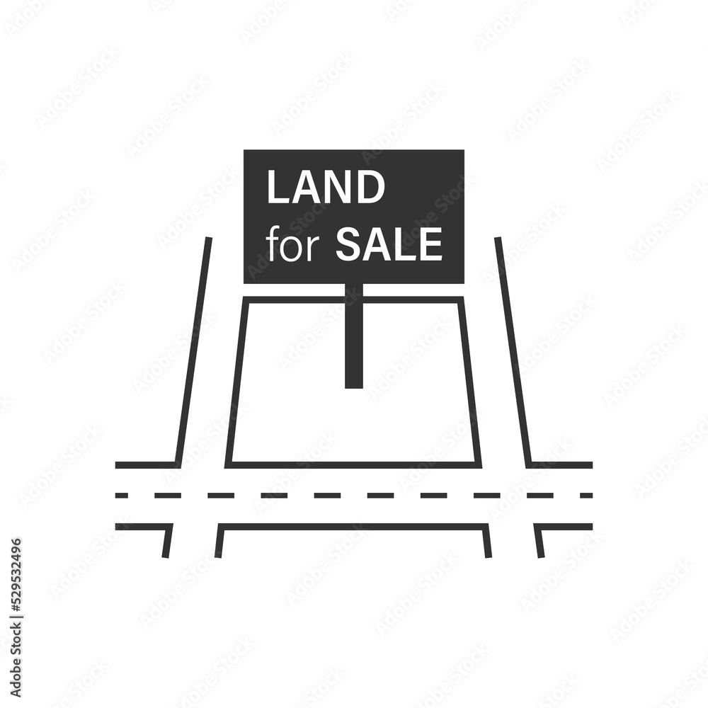 Land for sale vector icon. That tract of land for owned, sale, development, rent, buy Land for sale vector icon. That tract of land for owned, sale, development, rent, buy