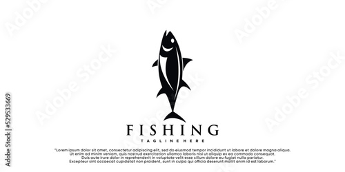 Fish logo icon design with concept simple Premium Vector